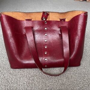 Elegant Burgundy Leather Tote Bag